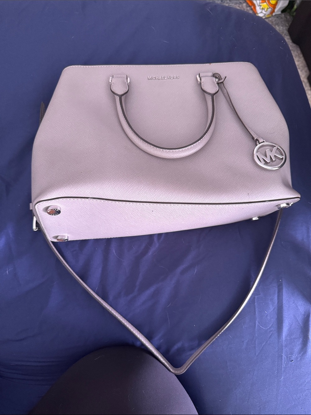 Michael Kors Light Lavender Saffiano Satchel with MK Charm